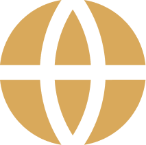 Golden circle with black intersecting lines.